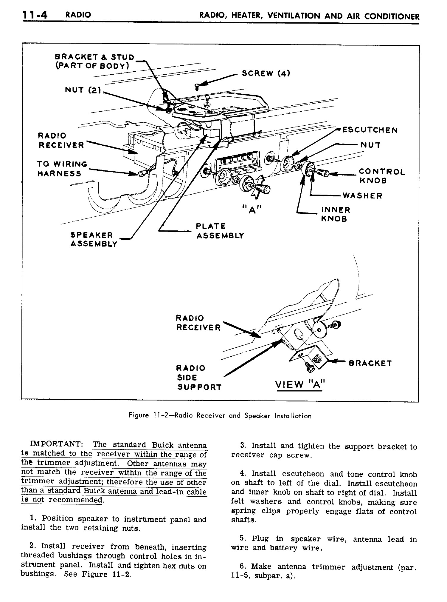 1961 Buick Special Shop Manual - Radio Heater AC Page 4 of 39